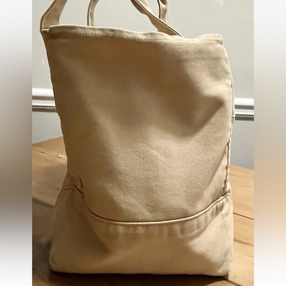 Vintage J.CREW Cotton Canvas Tote Bag - Tan Khaki Large Snap Thick - Picture 7 of 15